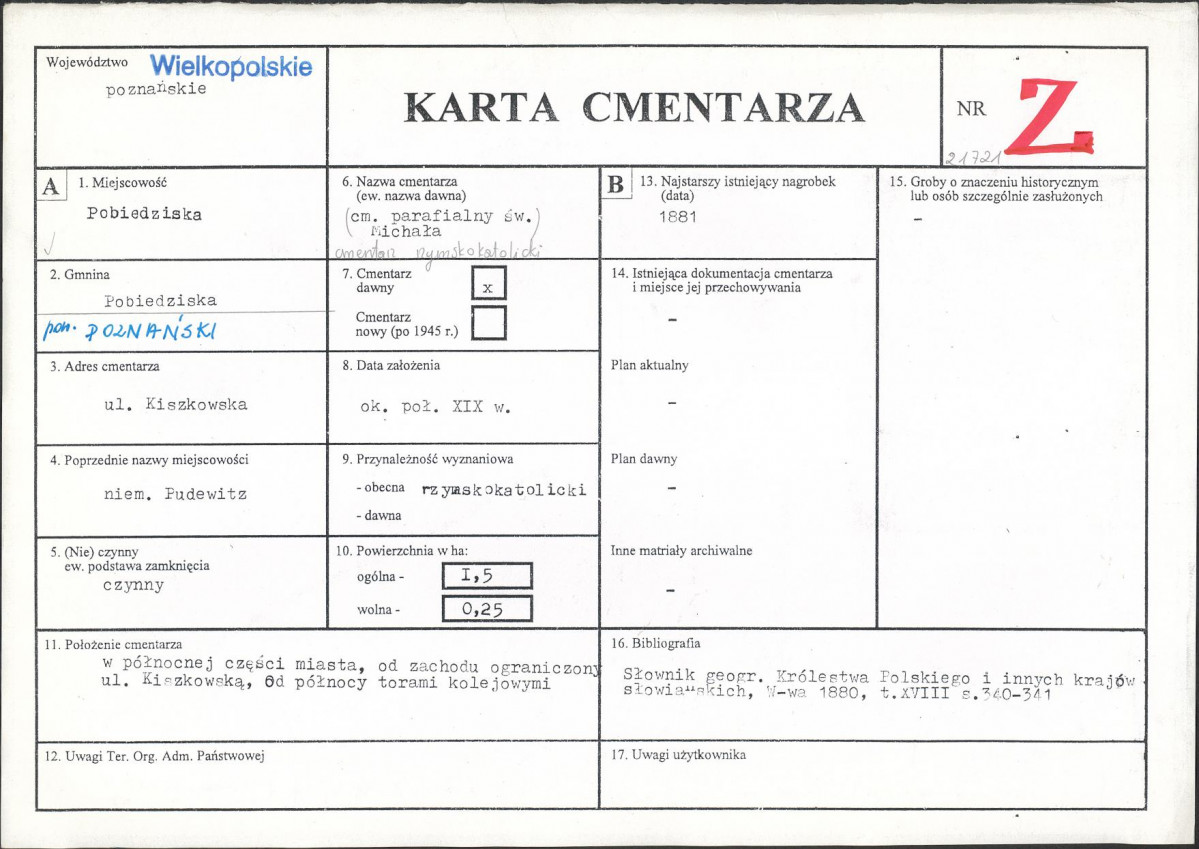 KC - Karta cmentarza, skan nr 1
