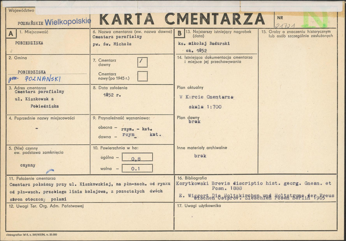 KC - Karta cmentarza, skan nr 1