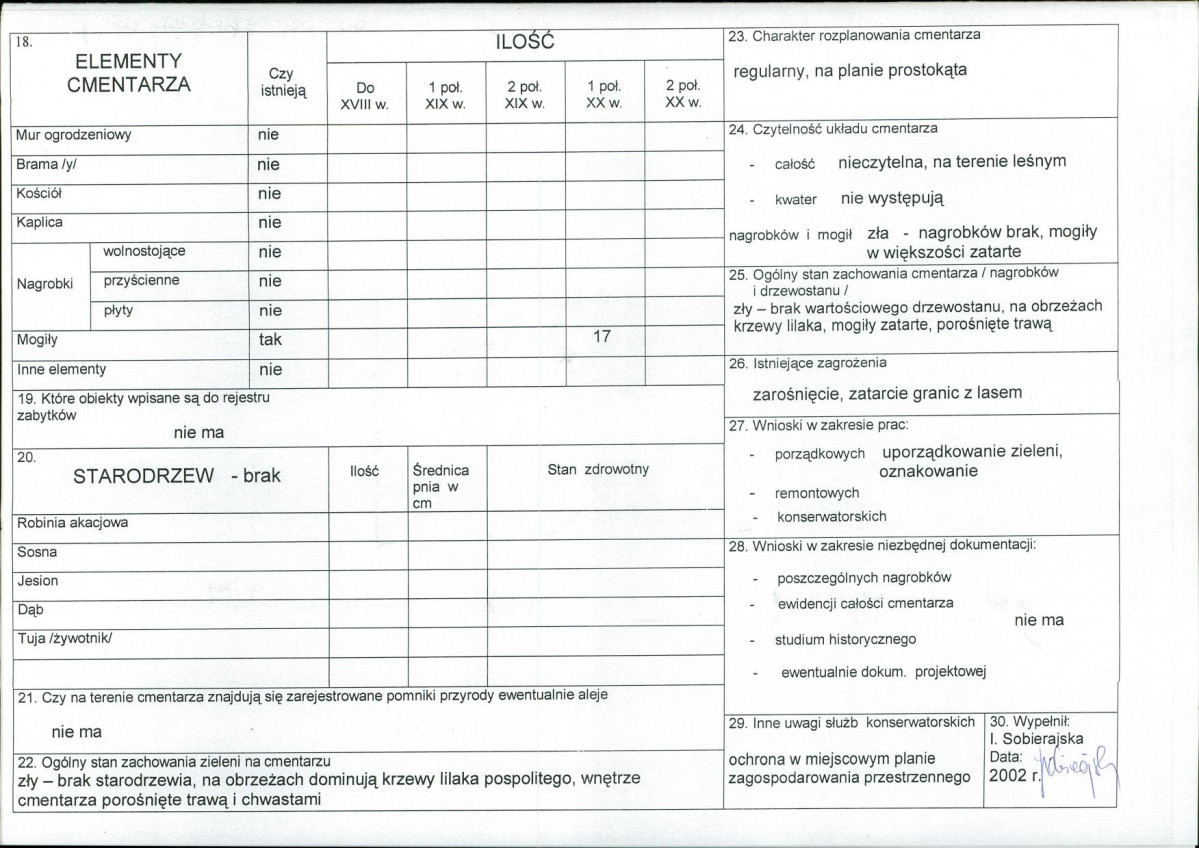 Karta cmentarza, skan nr 2