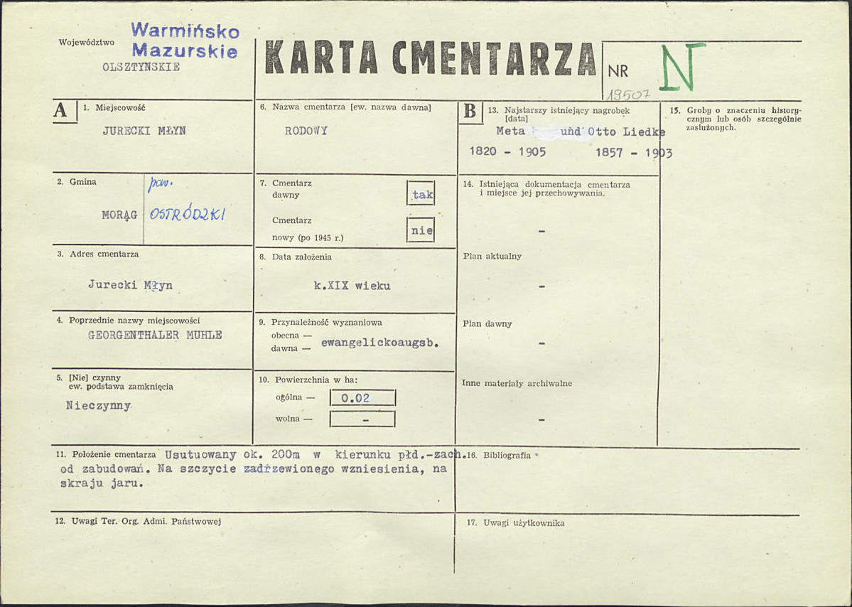 KC - Karta cmentarza, skan nr 1