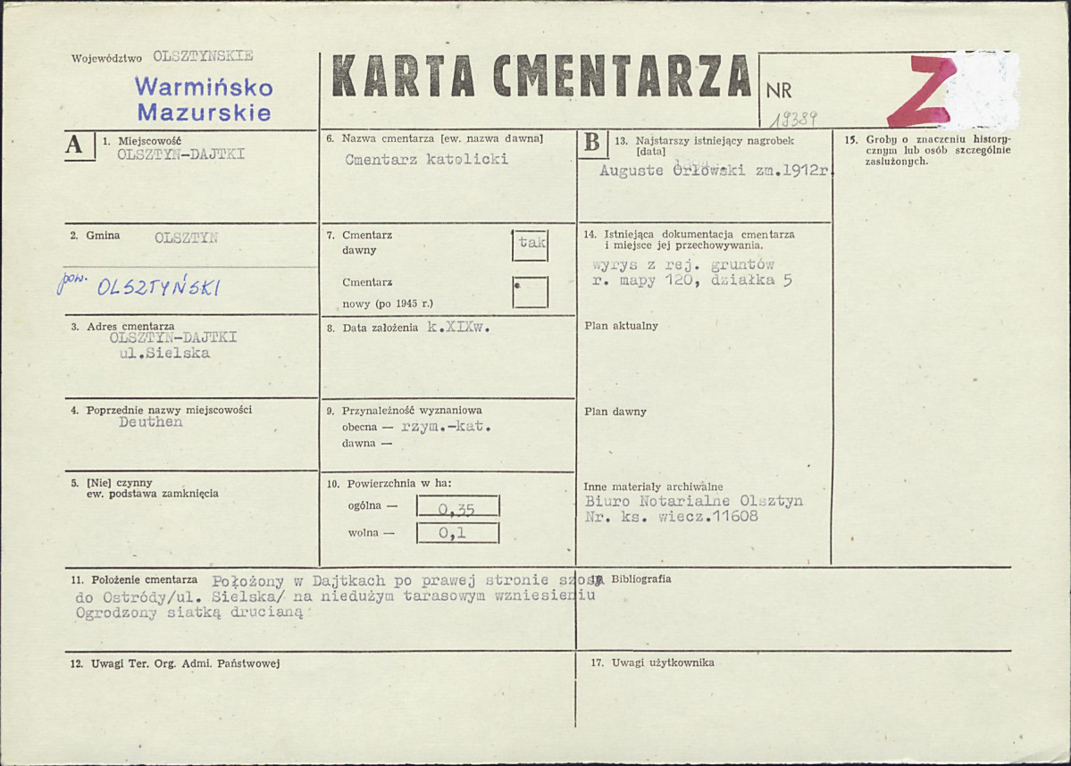 Karta cmentarza, skan nr 1