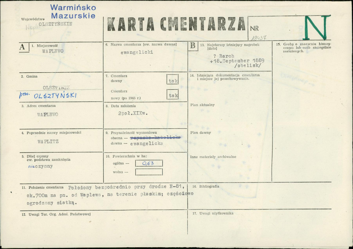 Karta cmentarza, skan nr 1