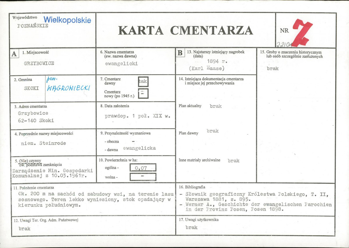 KC - Karta cmentarza, skan nr 1