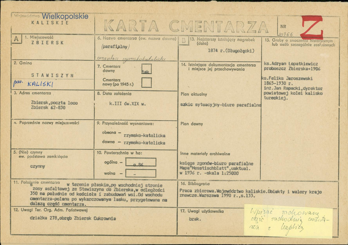 Karta cmentarza, skan nr 1