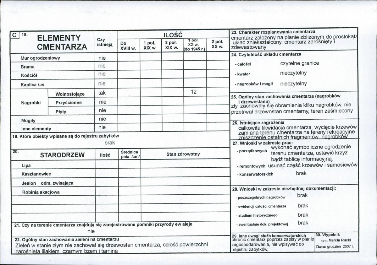KC - Karta cmentarza, skan nr 2