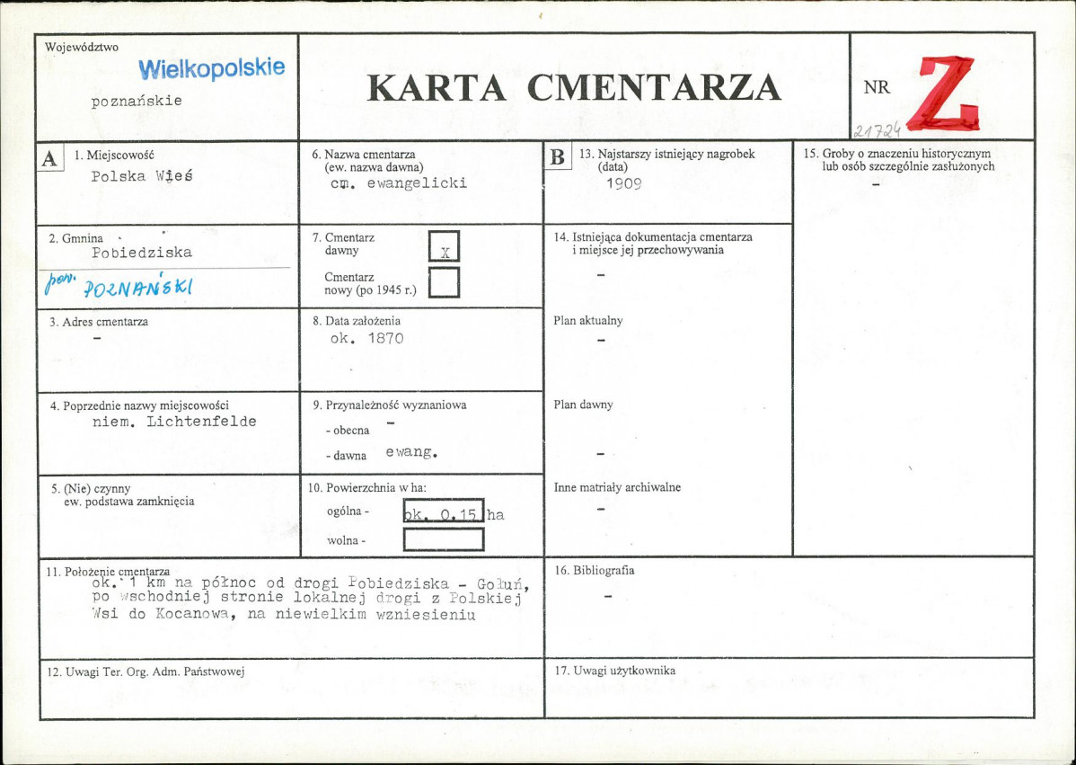 KC - Karta cmentarza, skan nr 1