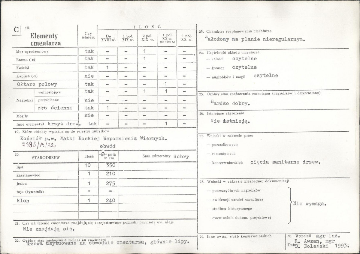 Karta cmentarza, skan nr 2