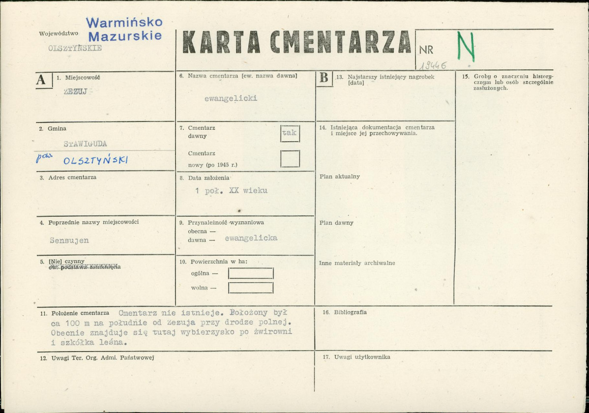 KC - Karta cmentarza, skan nr 1