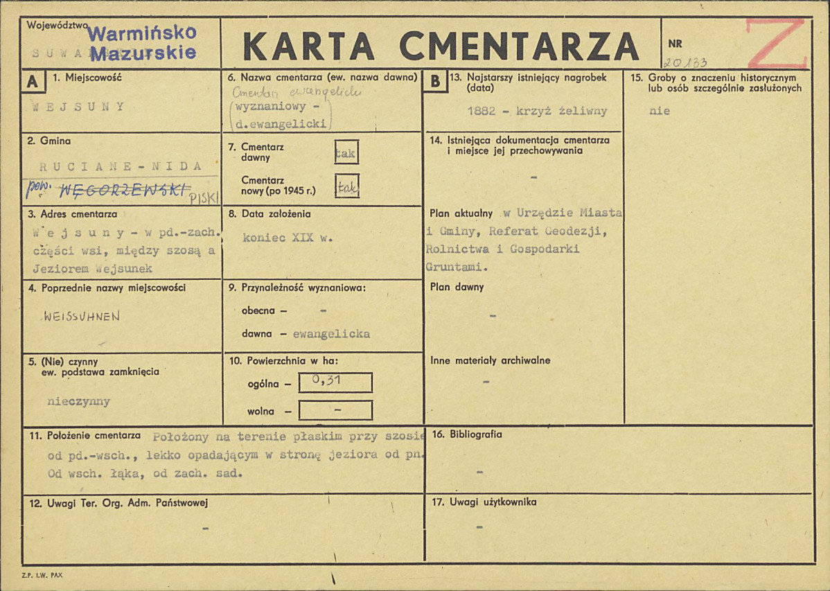 Karta cmentarza, skan nr 1