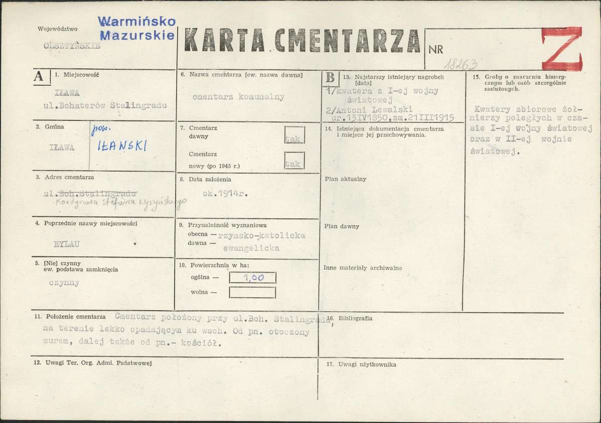 Karta cmentarza, skan nr 1