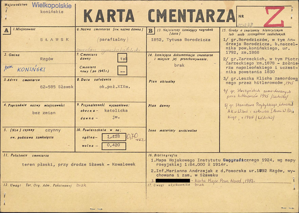 KC - Karta cmentarza, skan nr 1