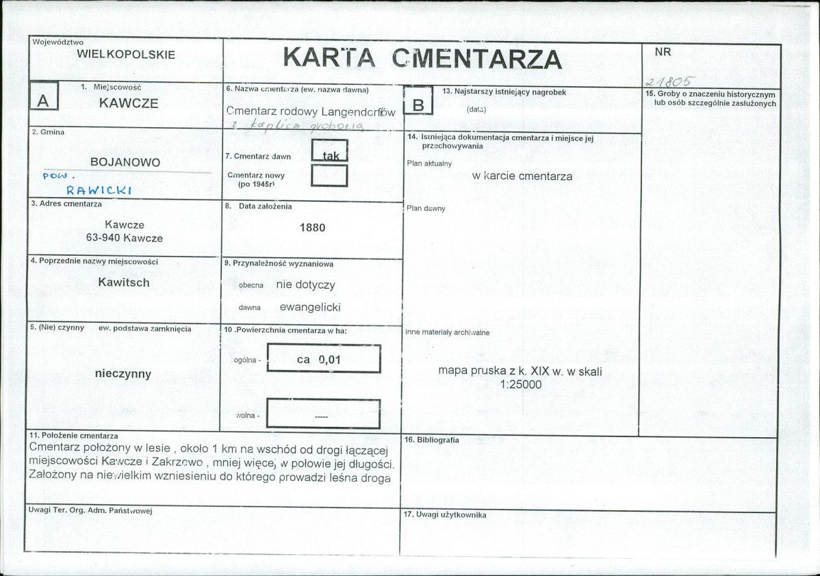 KC - Karta cmentarza, skan nr 1