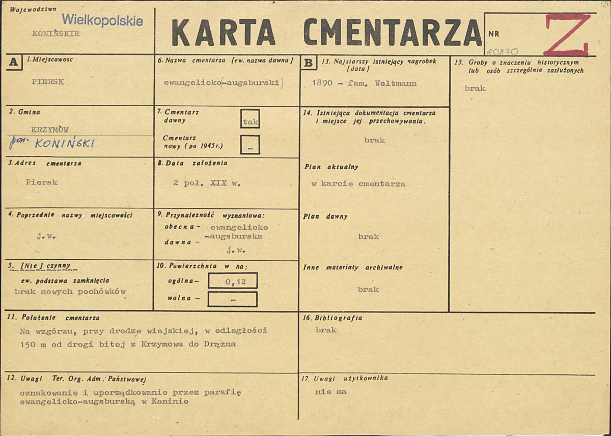 KC - Karta cmentarza, skan nr 1