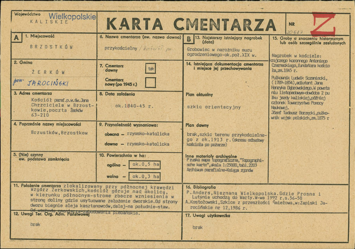 KC - Karta cmentarza, skan nr 1
