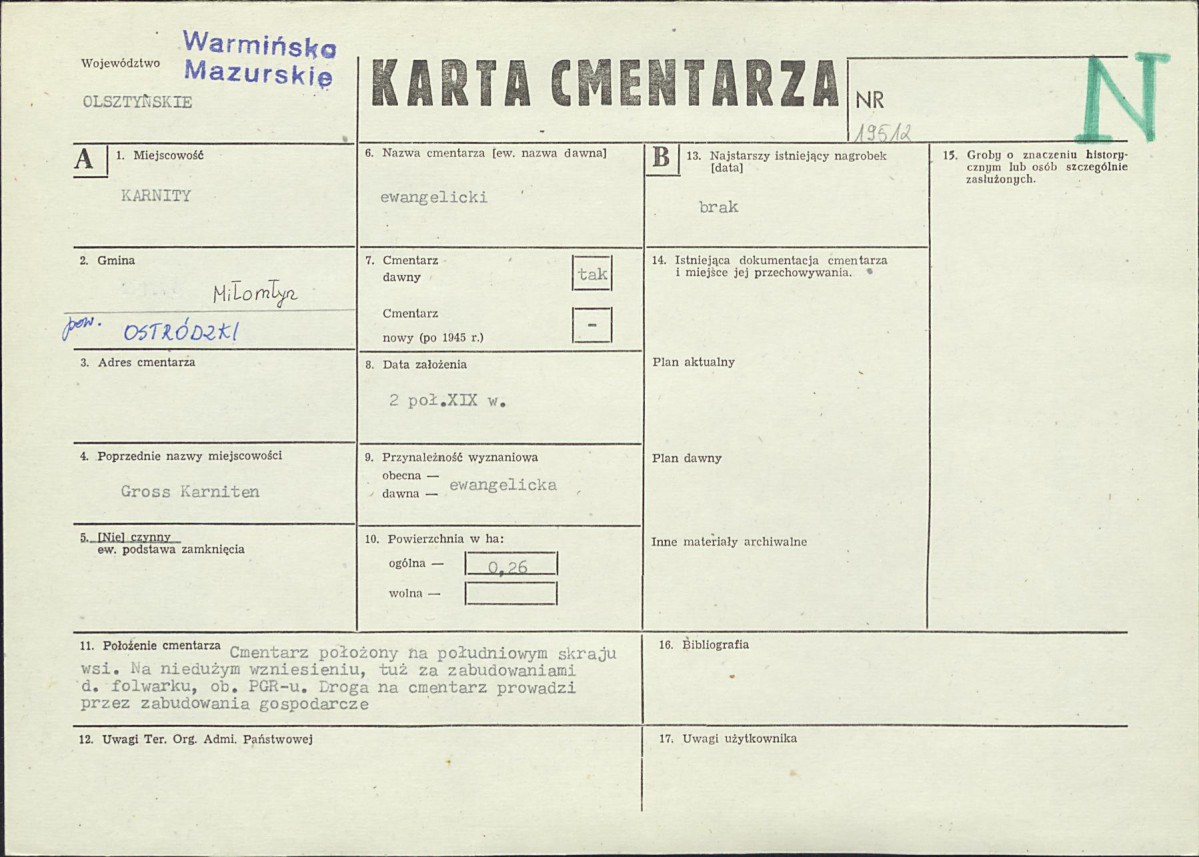 KC - Karta cmentarza, skan nr 1
