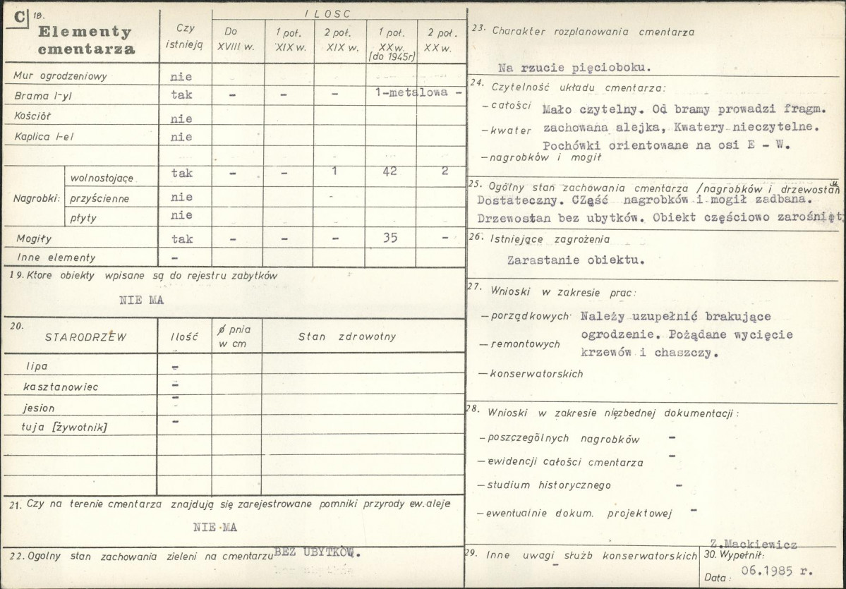 Karta cmentarza, skan nr 2