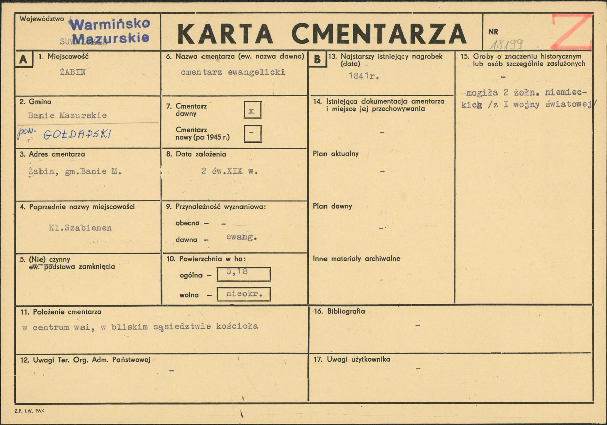 Karta cmentarza, skan nr 1