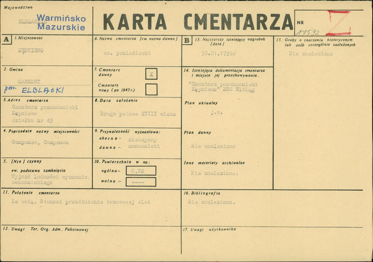 Karta cmentarza, skan nr 1