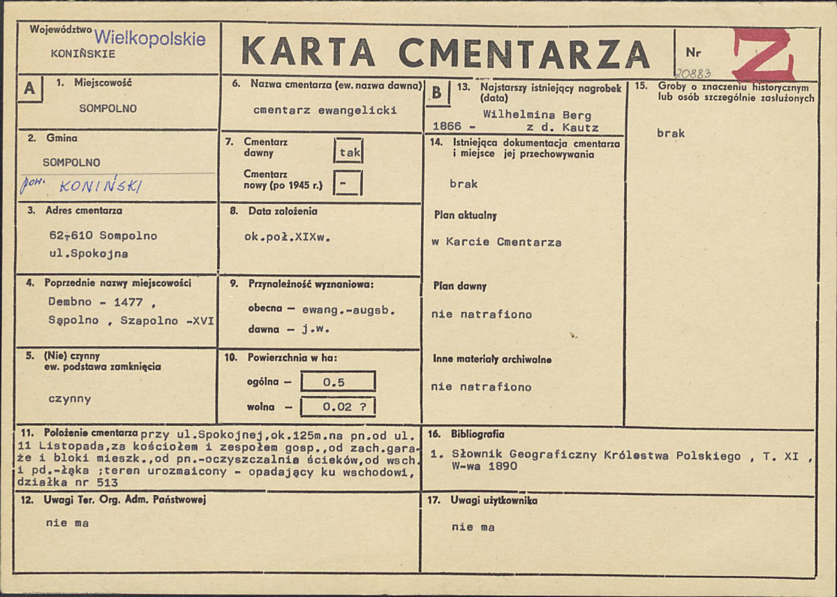 Karta cmentarza, skan nr 1