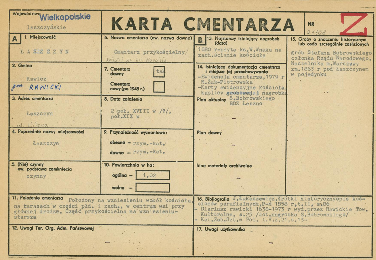 Karta cmentarza, skan nr 1