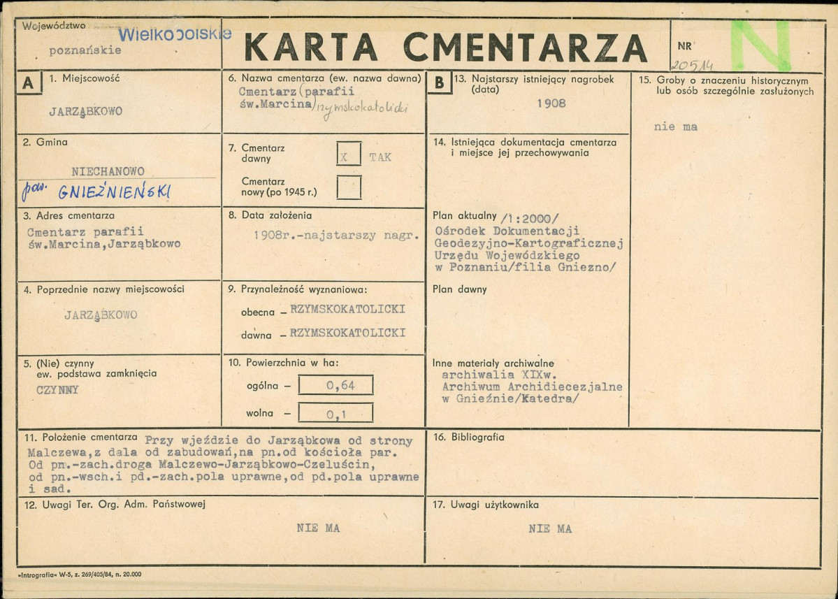 Karta cmentarza, skan nr 1