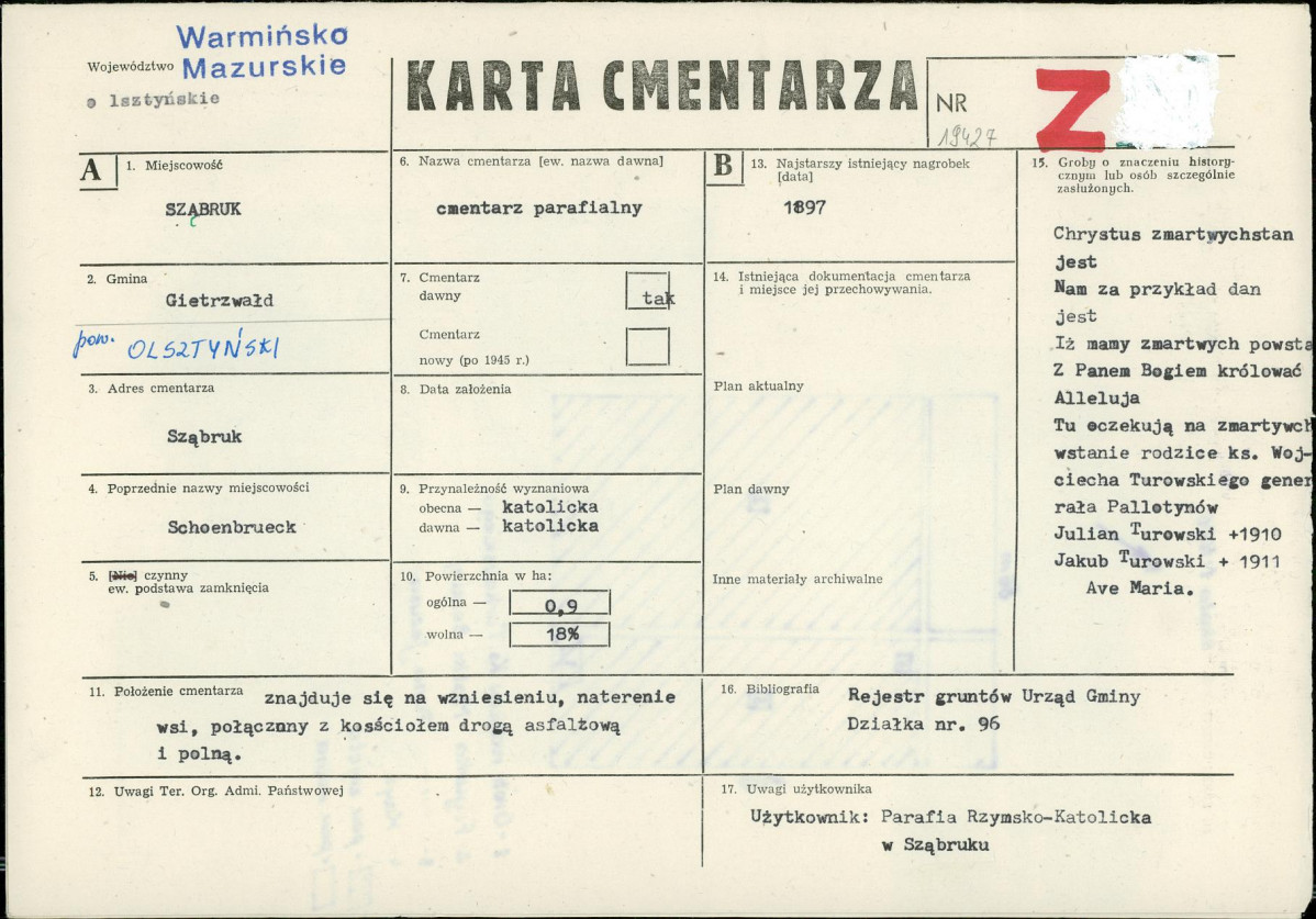Karta cmentarza, skan nr 1
