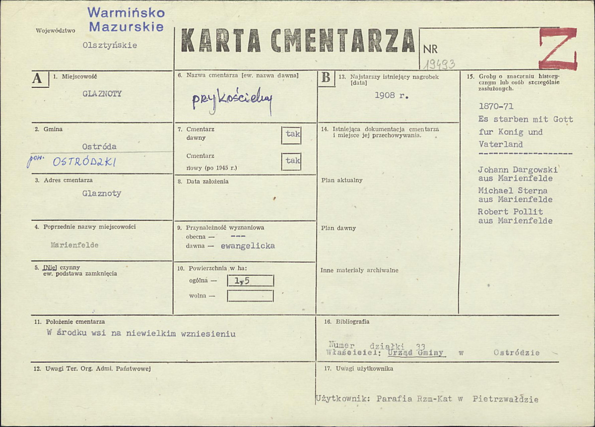 Karta cmentarza, skan nr 1