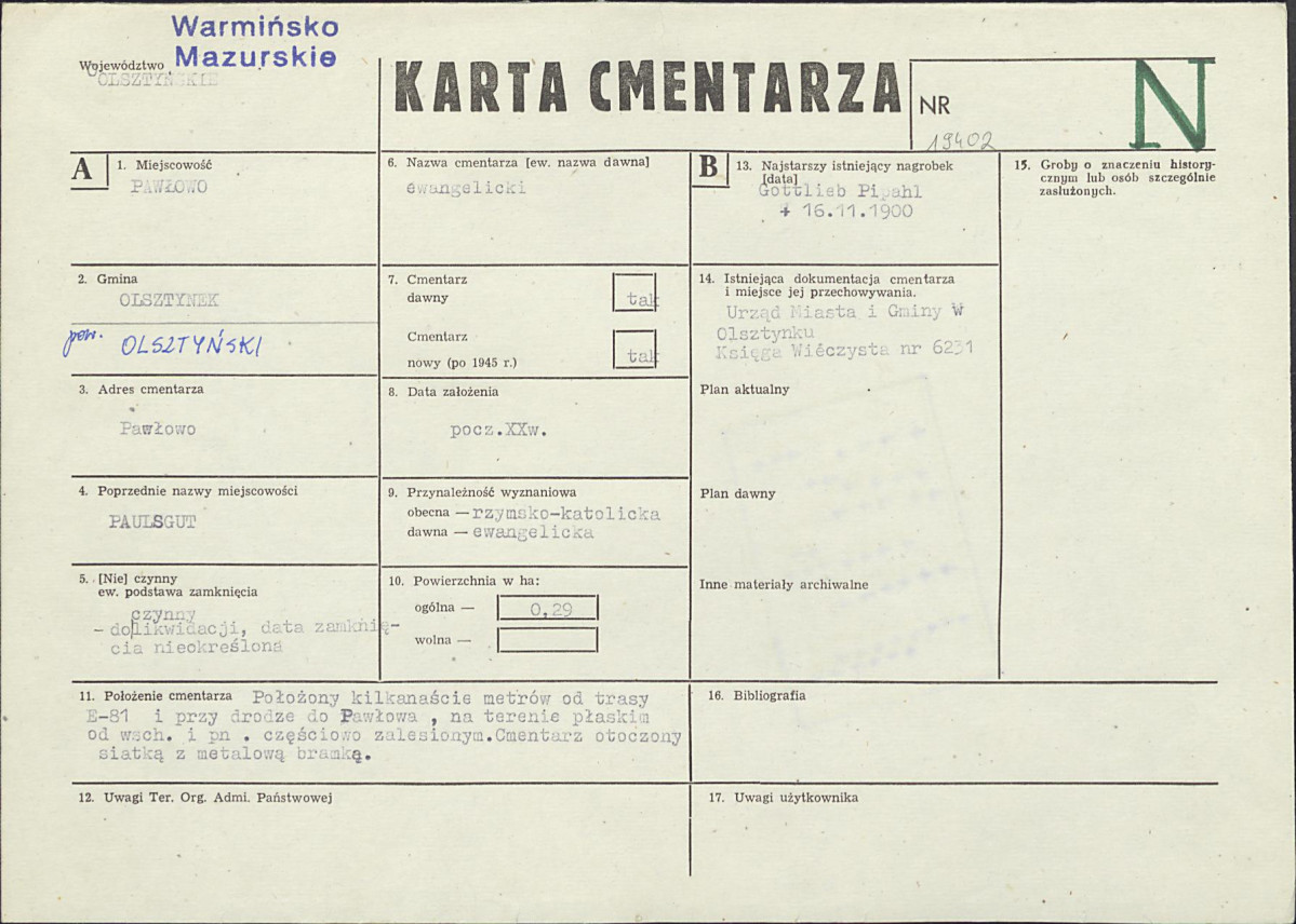 Karta cmentarza, skan nr 1