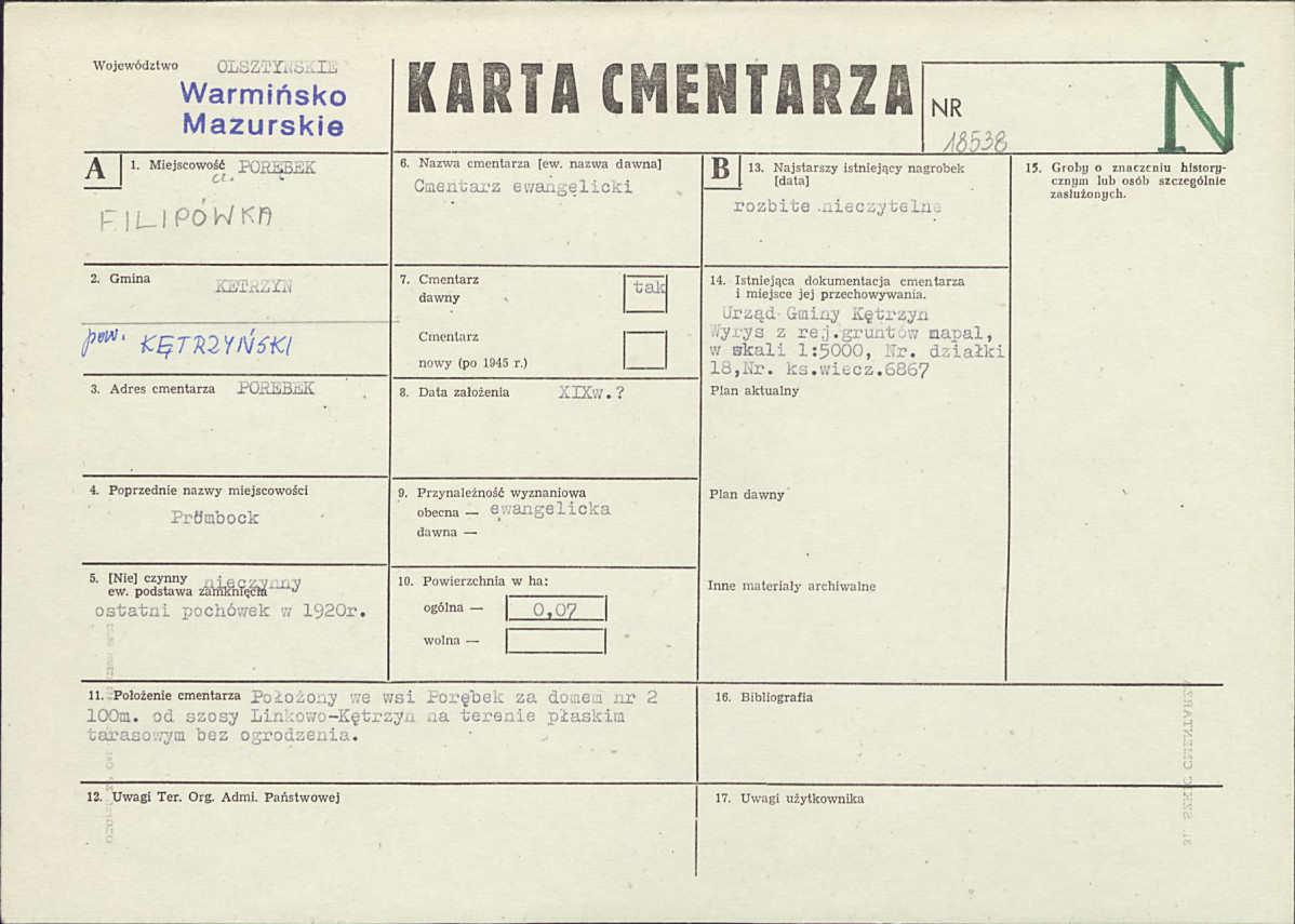 KC - Karta cmentarza, skan nr 1