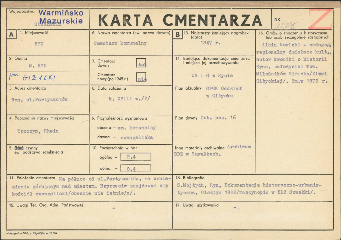 Karta cmentarza, skan nr 1