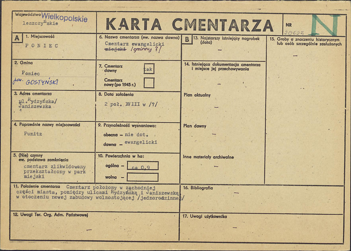 KC - Karta cmentarza, skan nr 1