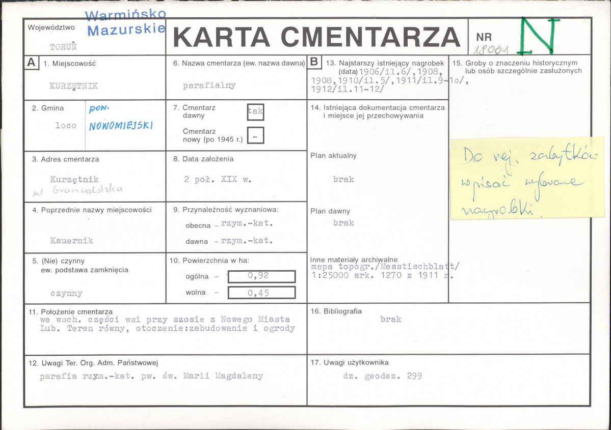 Karta cmentarza, skan nr 1