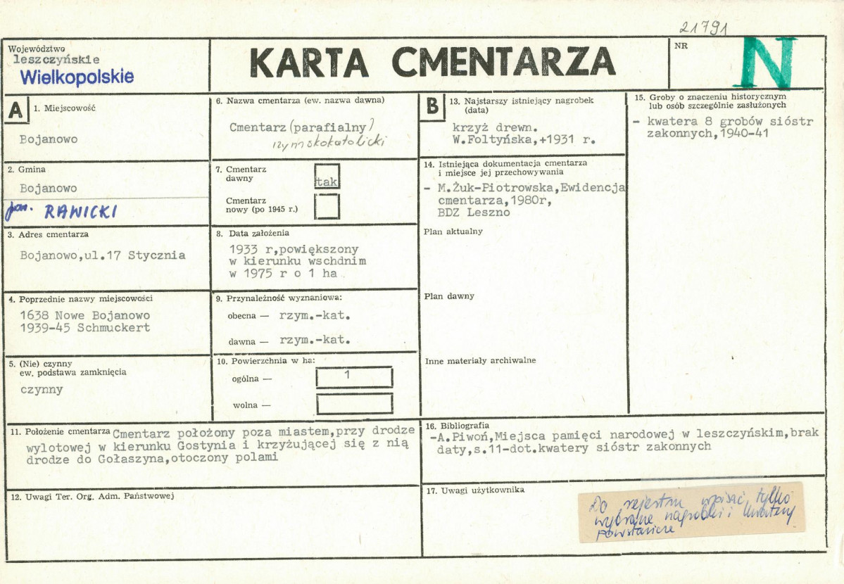 Karta cmentarza, skan nr 1