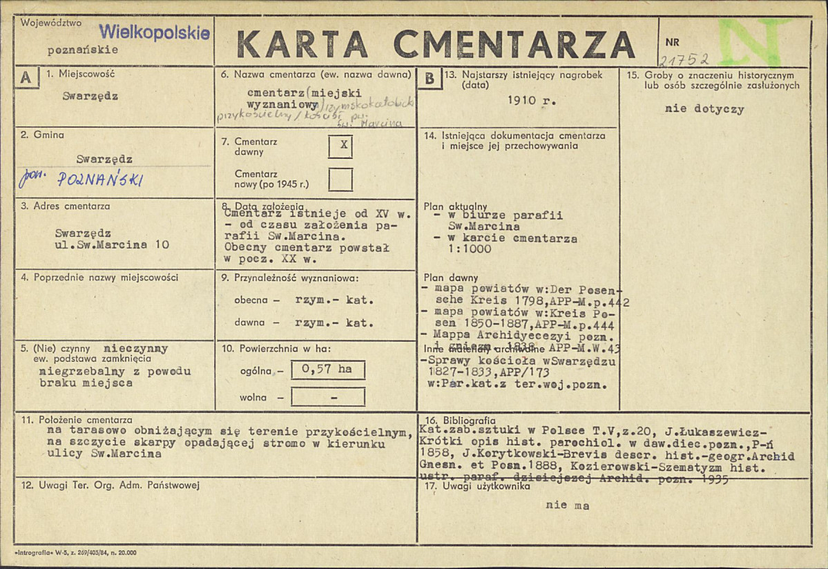 KC - Karta cmentarza, skan nr 1