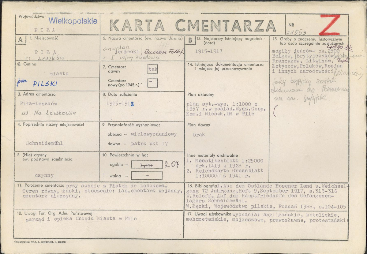 Karta cmentarza, skan nr 1