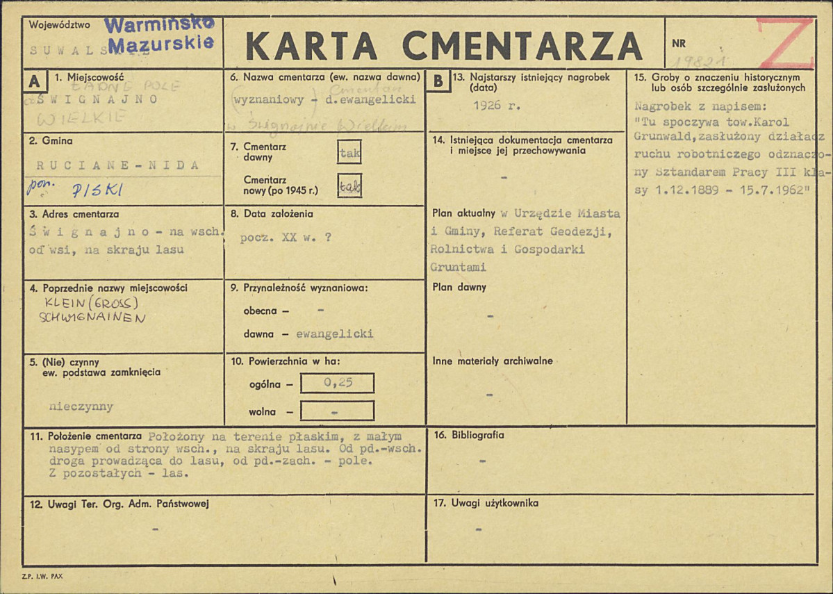 KC - Karta cmentarza, skan nr 1