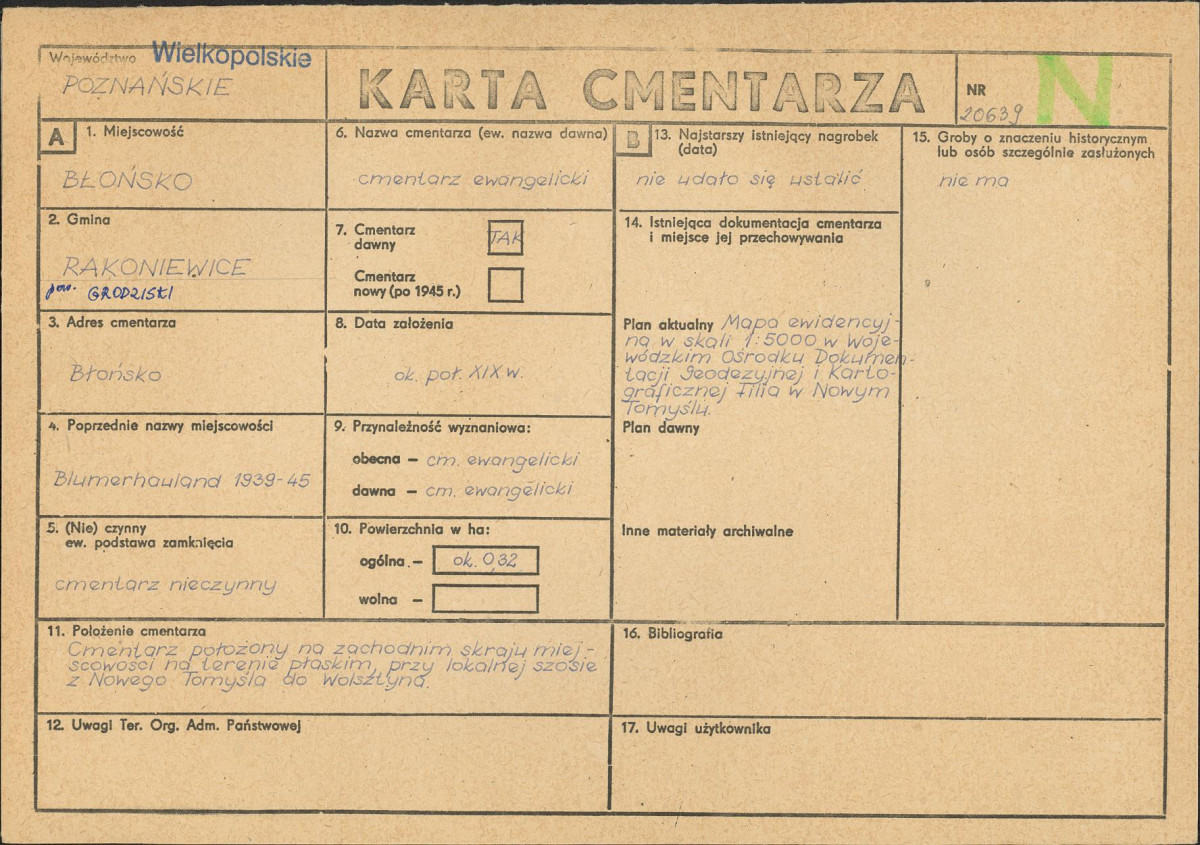 KC - Karta cmentarza, skan nr 1