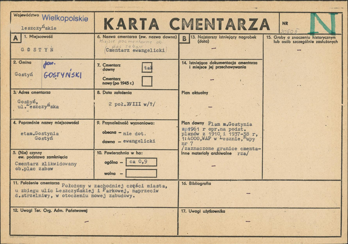 KC - Karta cmentarza, skan nr 1