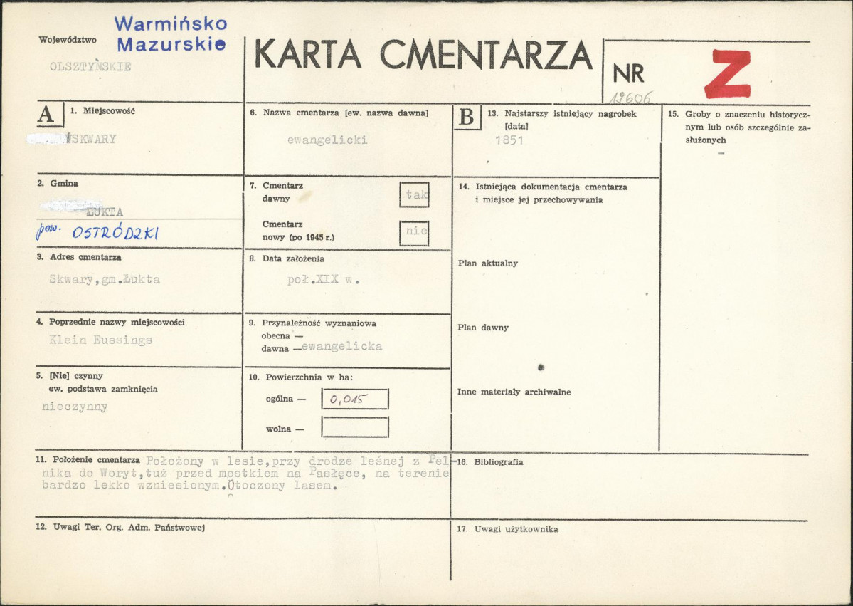 KC - Karta cmentarza, skan nr 1