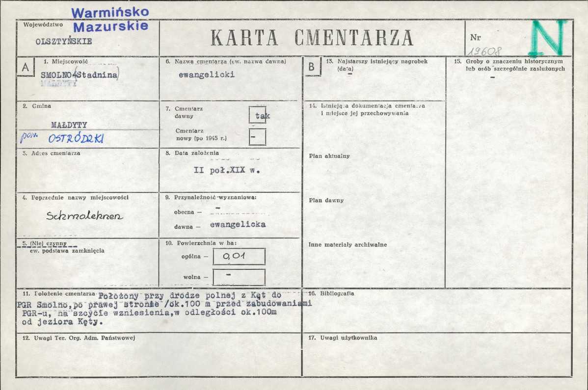 KC - Karta cmentarza, skan nr 1