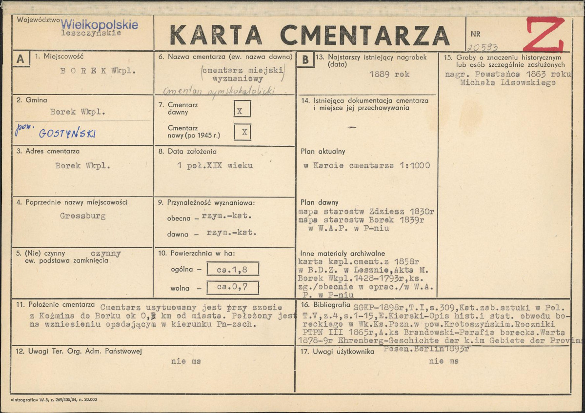 KC - Karta cmentarza, skan nr 1
