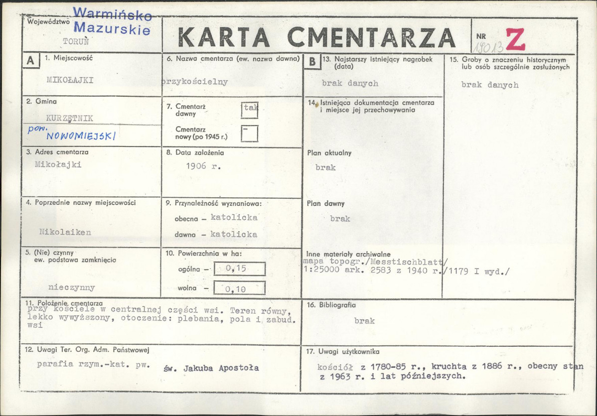 Karta cmentarza, skan nr 1