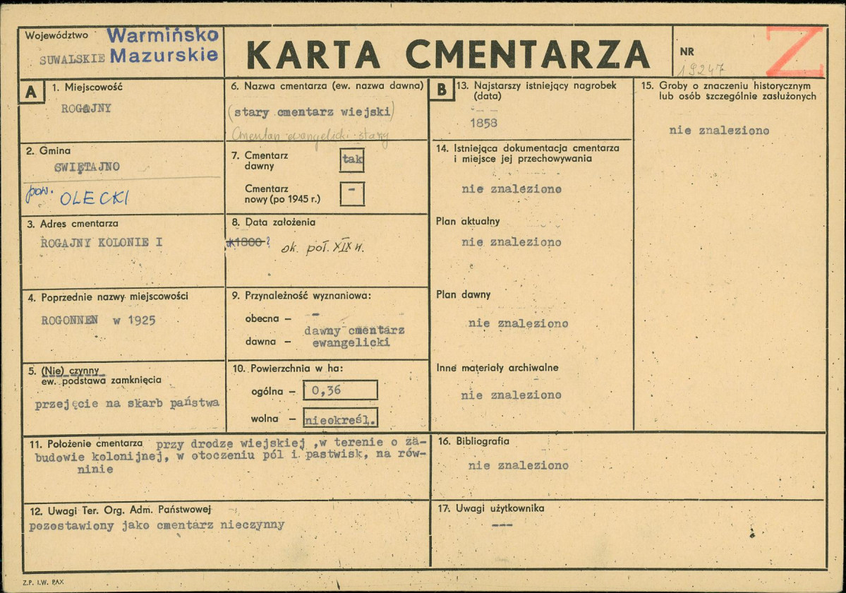 Karta cmentarza, skan nr 1