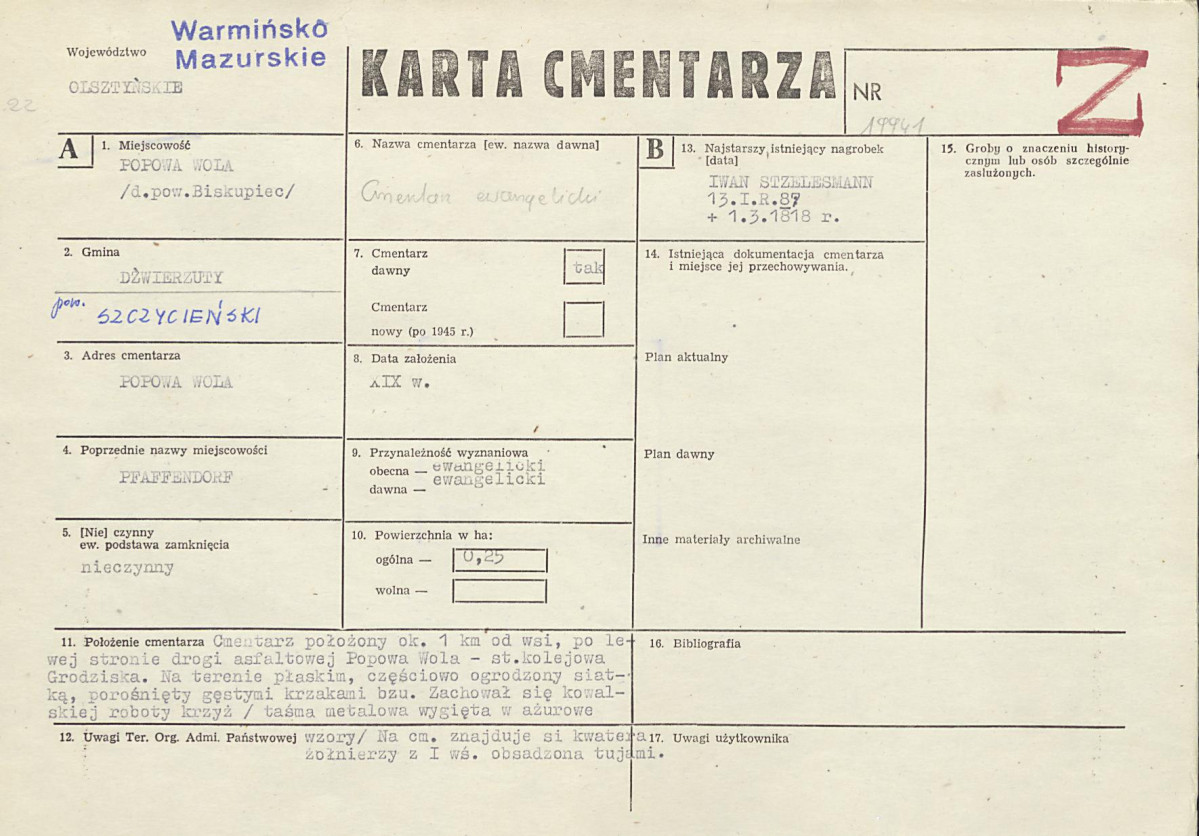 Karta cmentarza, skan nr 1