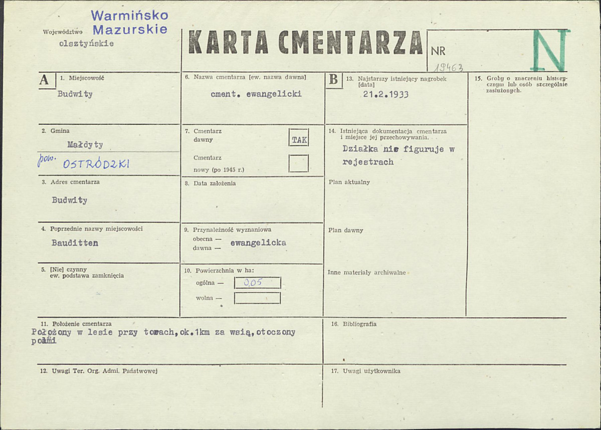 KC - Karta cmentarza, skan nr 1