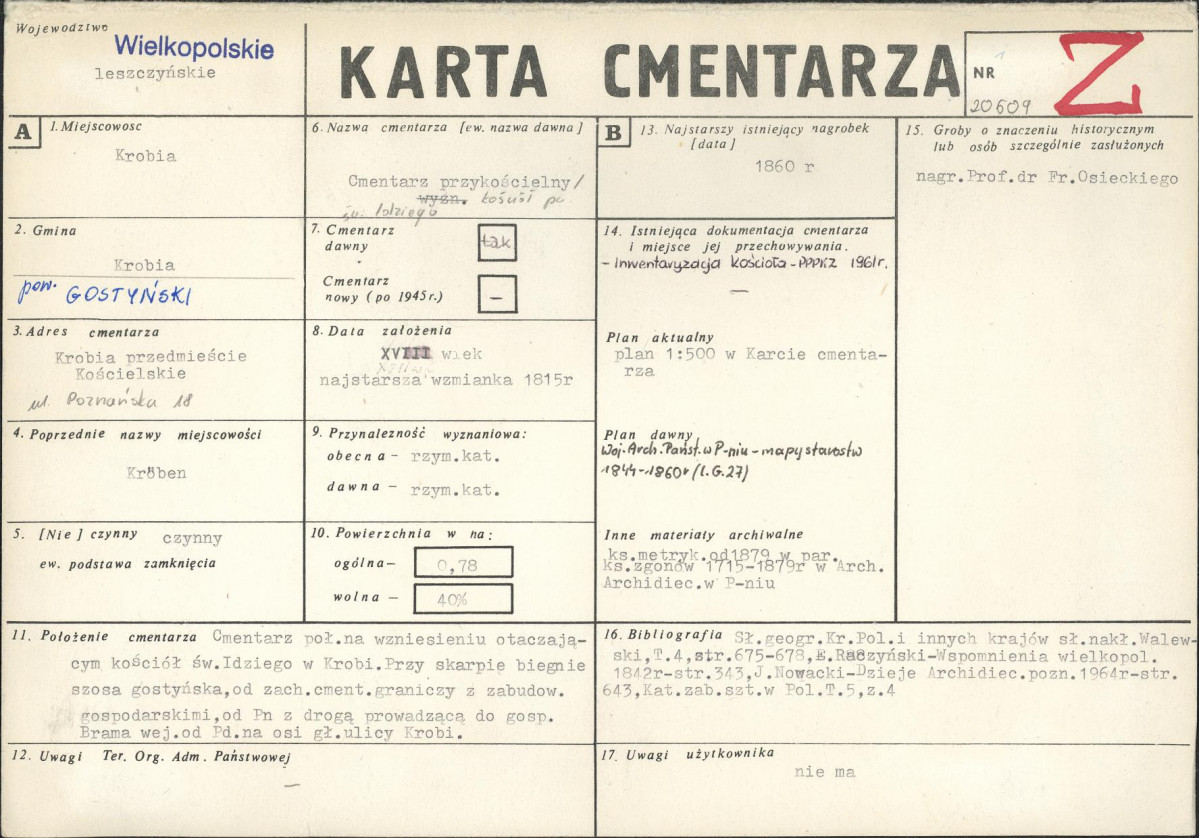 KC - Karta cmentarza, skan nr 1