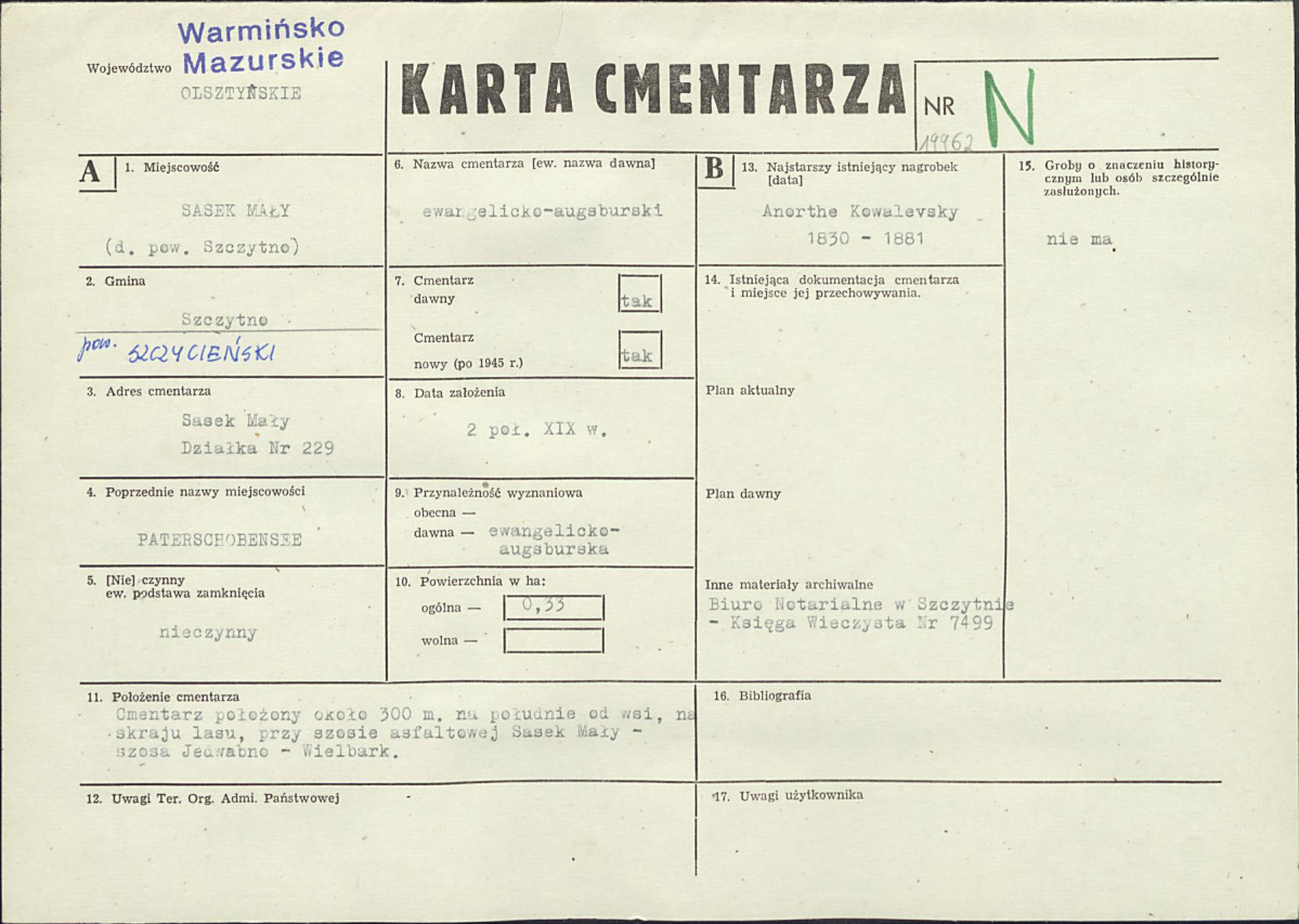 Karta cmentarza, skan nr 1