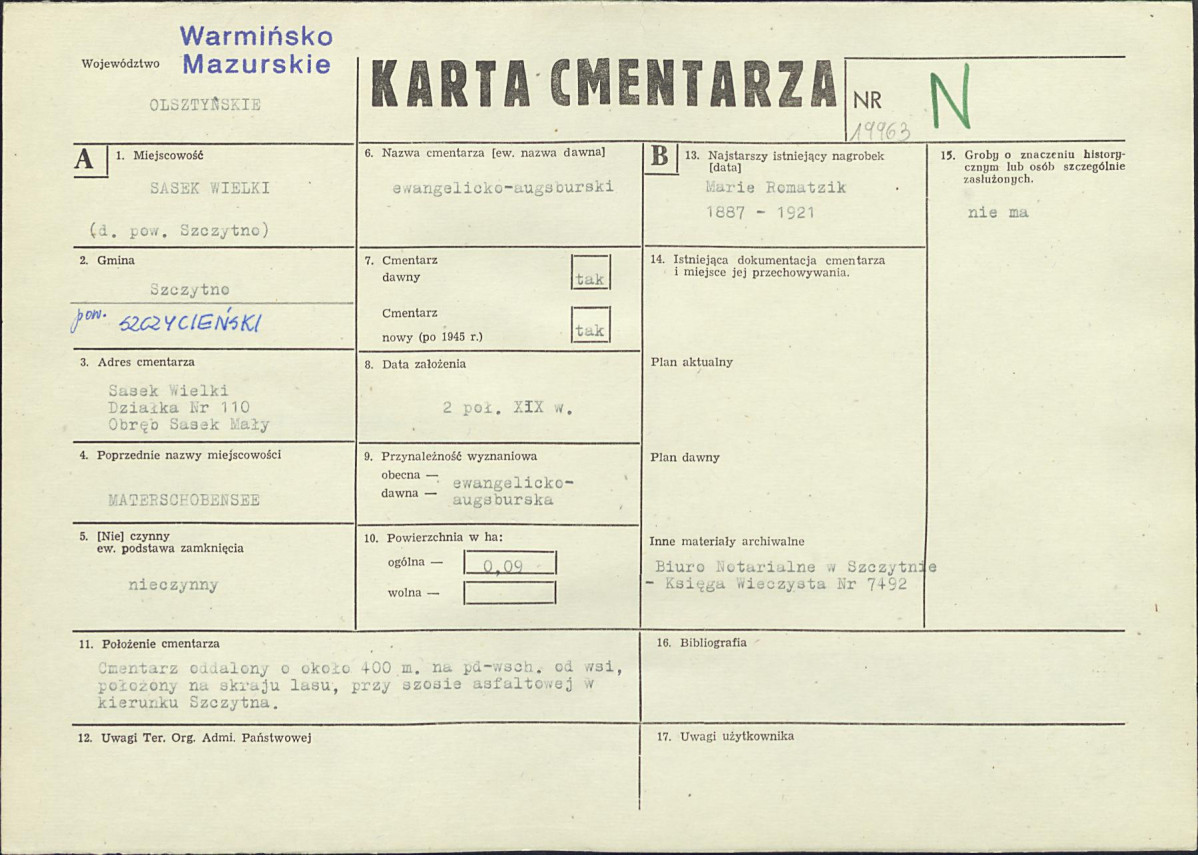 KC - Karta cmentarza, skan nr 1