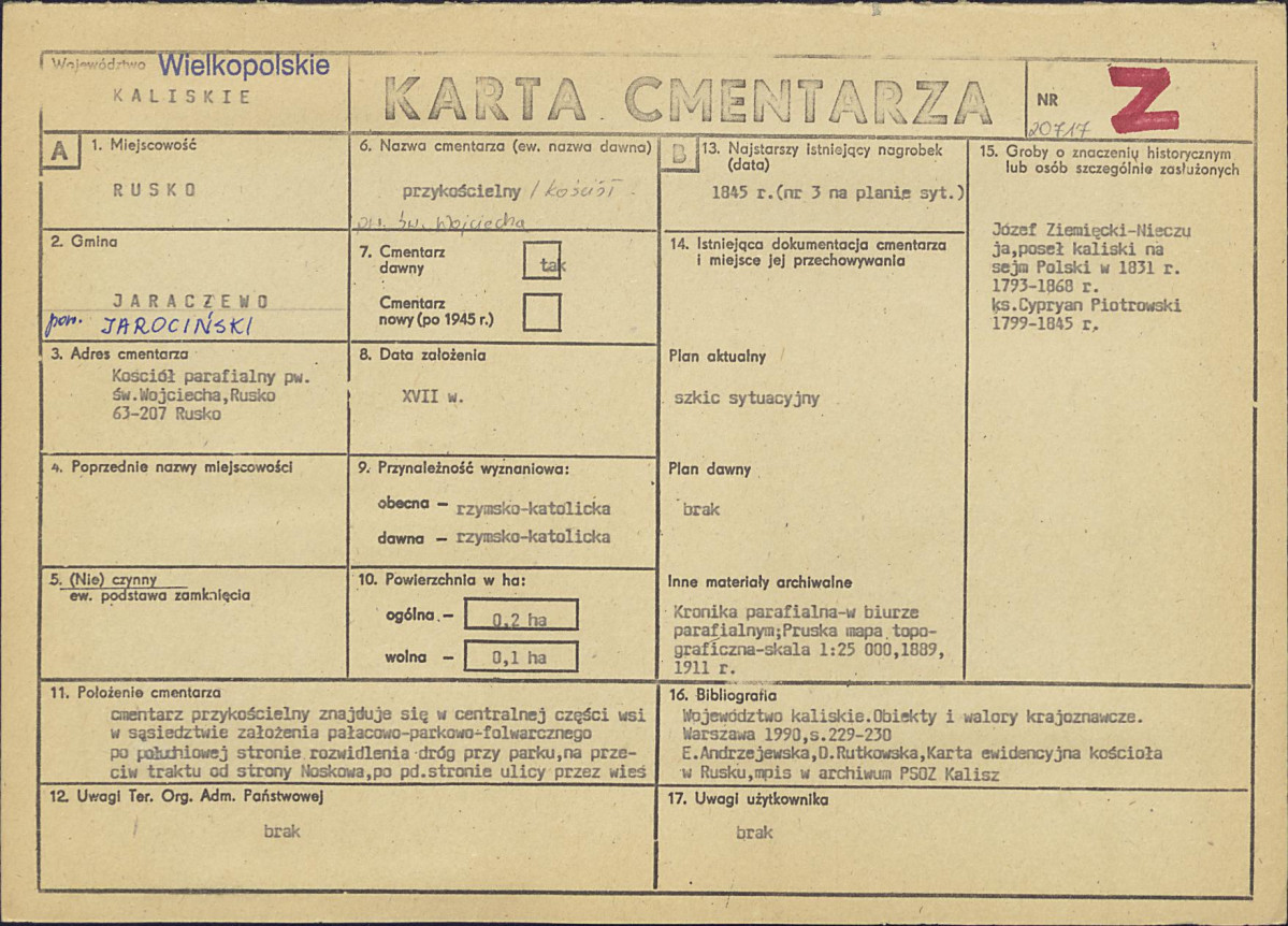Karta cmentarza, skan nr 1