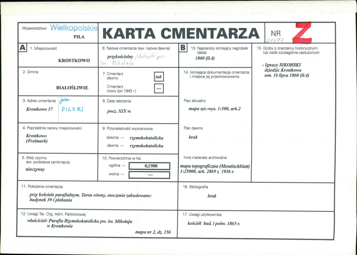 Karta cmentarza, skan nr 1